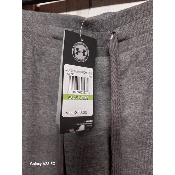 Under Armour Men's UA Rival Fleece Joggers 5XL Gray Tapered Leg Athleisure - Picture 5 of 9